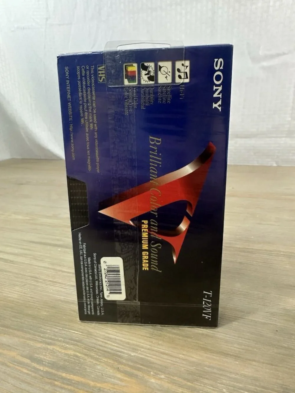 Sony 6 Hrs Premium T-120 VHS VCR Tape Blank New Sealed 1 Count